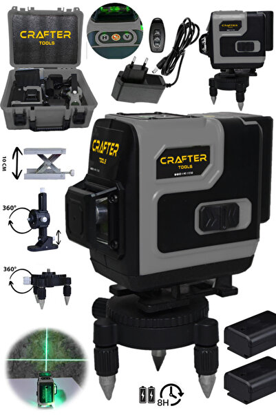 CRAFTERTOOLS Germany 360° 12 Köşe Otomatik Hizalamalı Lazer Metre Hizalama Ye...