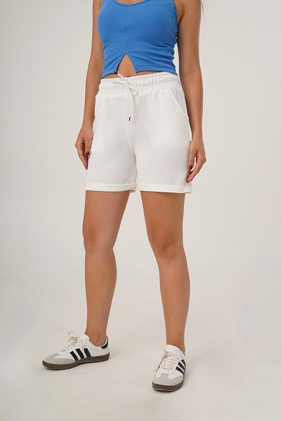 Hipo Trend White Sports Shorts - Waist Lace-up