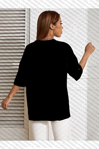 aynewmoda Tricou unisex oversize cu imprimeu Fluture Dulce