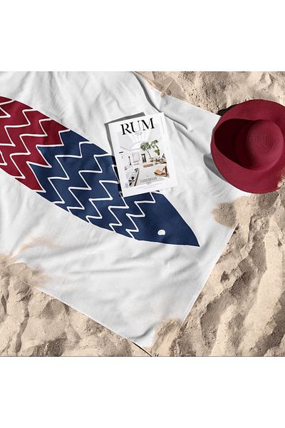 The Lucid Lab Burgundy & Blue a Fish - Πετσέτα θαλάσσης με ψάρι - Microfiber