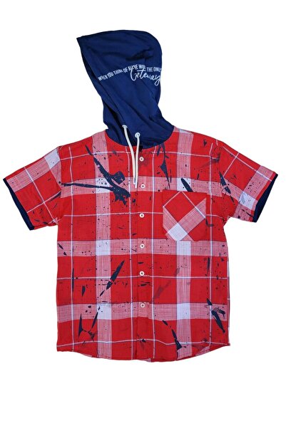 Carinos Boy's Short Sleeve Hooded Design Shirt