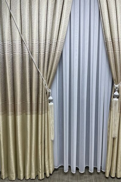 Cortibo Beige London Panel Background Curtain - 3 Close to 1 Pleat
