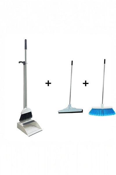 MCK Plus Cleaning Set 3 Pieces - Metal Handle Brush, Cekpas and Foldable Faras