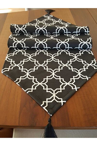 ZEYHOME DESIGN Siyah Beyaz Klasik Desenli Duck Runner 90x40cm