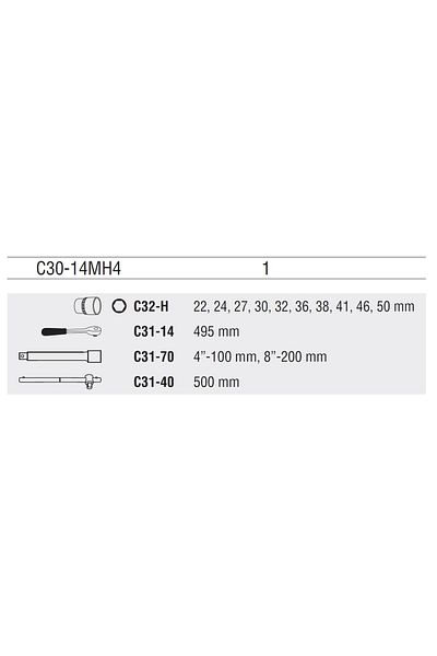 CETA FORM C30-14Mh4 14 Pieces 3/4'' 6 Corner Socket Set
