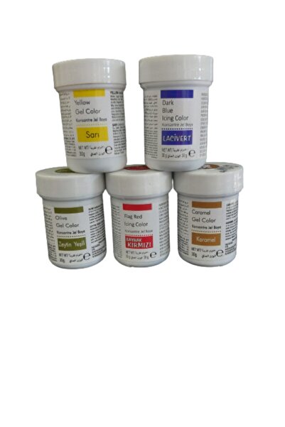 Dr. Gusto Jel Gıda Boyası 5 Li Set Limon Sarı / Lacıvert / Zeytin Yeşili / Ba...