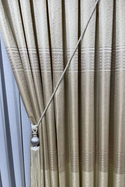 Cortibo Beige London Panel Background Curtain - 2.5 Medium Pleat to 1