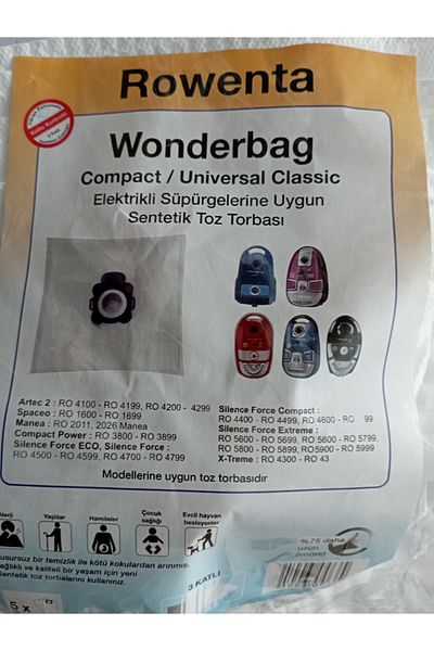 Rowenta Wonderbag Daisy Synthetic Cloth Dust Bag 15 Pieces (3 Pack)