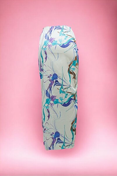 pistore Rochie de plajă din satin alb turcoaz de sezon nou - Pareo lung cu imprimeu Tie-Dye Minimal