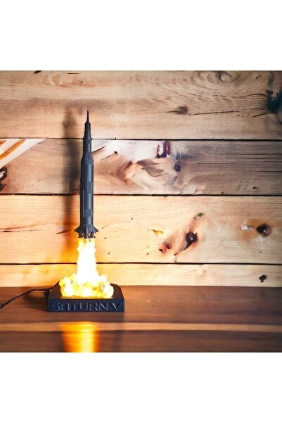 katasarım Saturn 5 Roketi Tasarımlı Gece Lambası Abajur 60 Cm