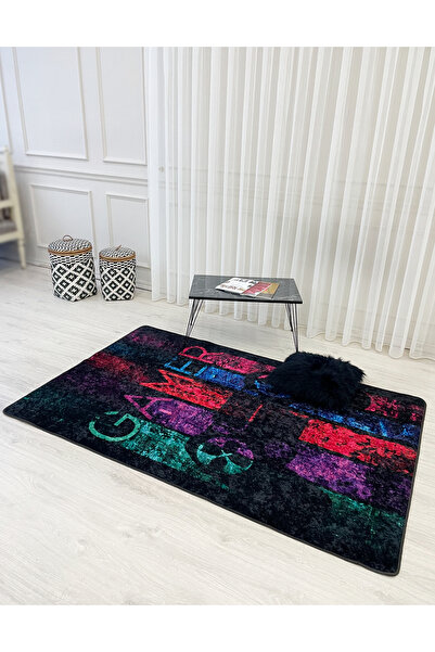 Brillant Gamer Oyuncu Siyah Genç Odası Lateks Deri Taban Halı