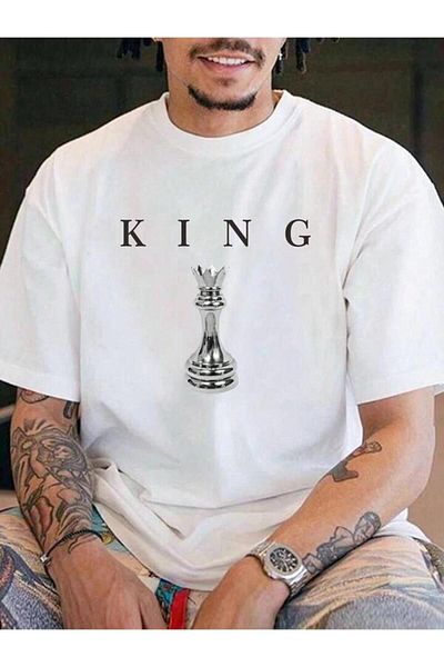 AMMA Βαμβακερό μπλουζάκι King Printed Unisex με κοντό μανίκι