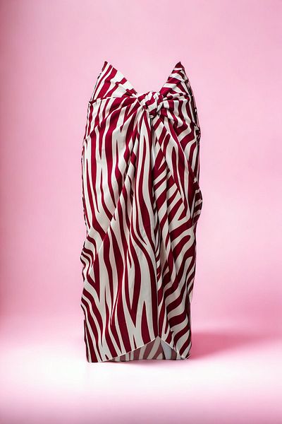 pistore Rochie de plajă pentru femei din satin lungă cu model zebră burgundă Noul sezon