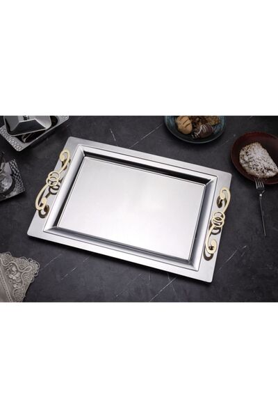 ÖZBURAK Mercan Şahmeran Tekli Ikramlık Sunumluk Servis Ve Çay Tepsisi