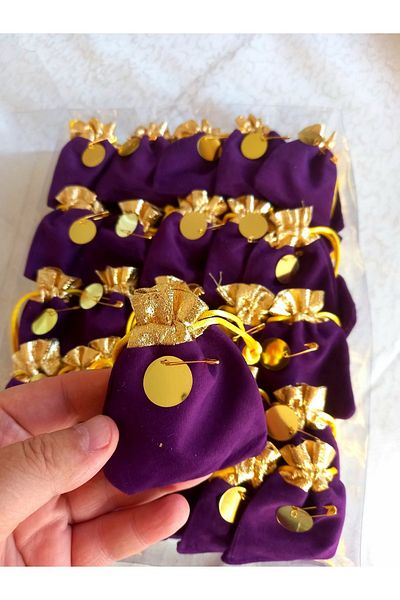 yörük tuhafiye 50 Velvet Henna Pouches - for Delivery, Engagement, Wedding and Gift