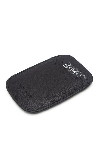Tergan Black Leather Floater Unisex Credit Card Holder - 1662U9G