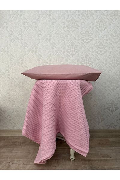 Muteks طقم بيكيه فردي فاخر - 100% قطن، غطاء صيفي وغطاء وسادة، لون مسحوق، (160x240 سم)