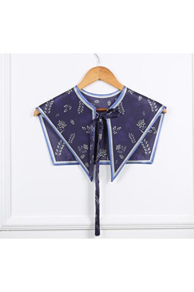 ElevaGlam Yeni Stil Omuz Şalı Lacivert Çiçek Desenli