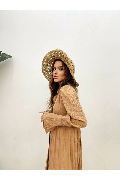 Bak'ap Μακρύ φόρεμα Hijab πουκάμισο - Seersucker Ruffle