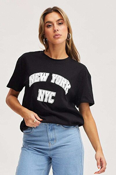 FAVORİST Tricou oversize cu mânecă scurtă cu imprimeu NYC unisex