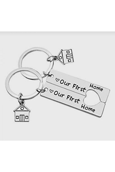 Cantanem Gümüş Kalpli Çift Evli Anahtarlik