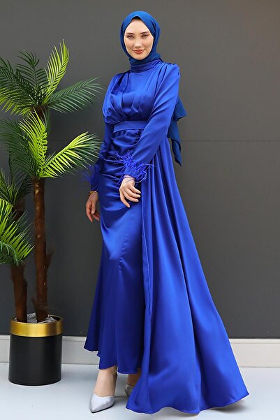 GİZ AGİYİM Нічна сукня з атласу з блакитним ворсом