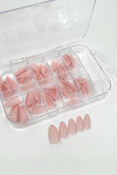 Nera Classy Jel Görünümlü Protez Etkili Takma Tırnak, Badem Takma Tırnak 100'lü