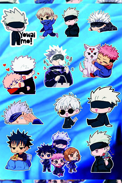 Limitless Design Jujutsu Kaisen Cartoon Sticker Seti - Ajanda - Laptop - Tele...