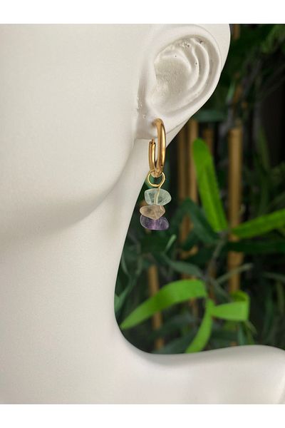 Lucios Stainless Special Design Natural Stone Steel Earrings