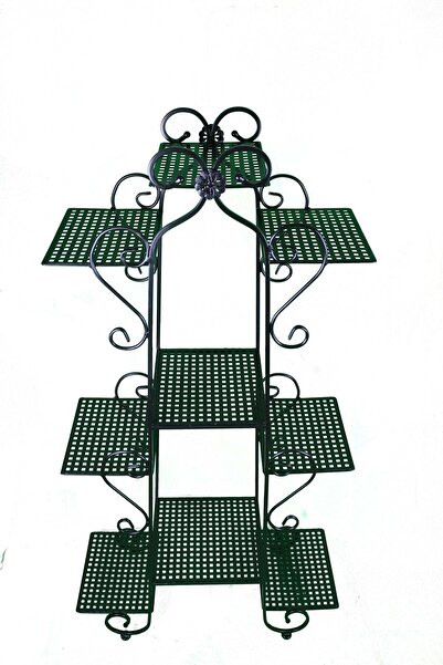 Ferforje Naz tasarım Ferforje Dekorasyon Çieçeklik 9 Katlı Siyah