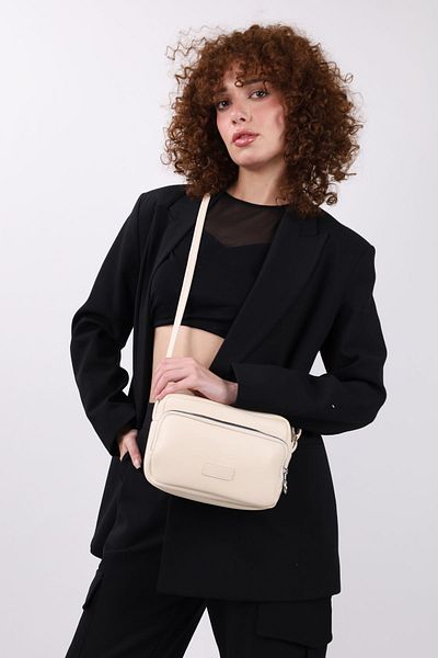 NOTHING Geantă de umăr și crossbody cu curea reglabilă cu 2 compartimente, crem