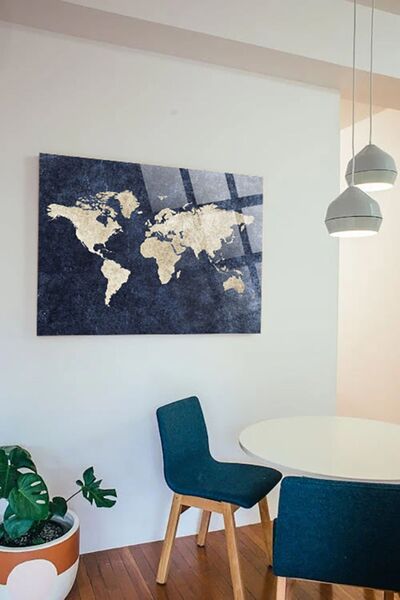 TAULART World Map Map for Office, Home 4mm Unbreakable Tempered High Definition Glass Table