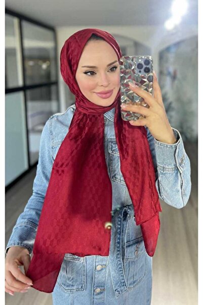 VALORSCARF DERİN ŞARABİ QOZA DESEN İPEKSİ JAKAR ŞAL