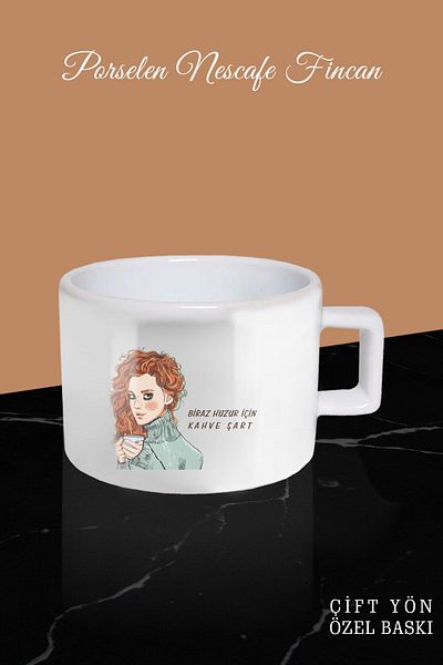 Bytwo Women's Designed White Mug - Spotted Coffee Drinking Cup *btk11