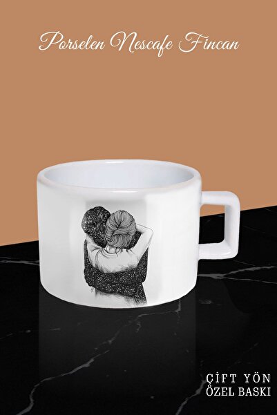 Bytwo Love Designed Horizontal Line Coffee Cup - Reversible White Cup *btk282