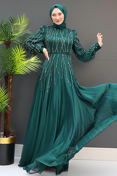 GİZ AGİYİM Βραδινό φόρεμα Emerald Janjan Hüma