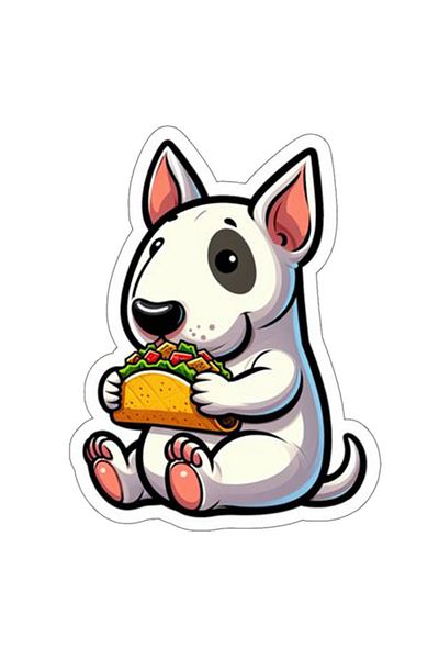MegaSticker Bullterier Taco - Autocolant pentru mașină, motocicletă, cască și laptop de 14x10 cm