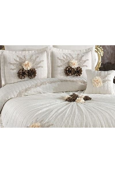 BALADI HOME Δαντελένια 4 τεμάχια διπλό κάλυμμα κρεβατιού προίκας King Size