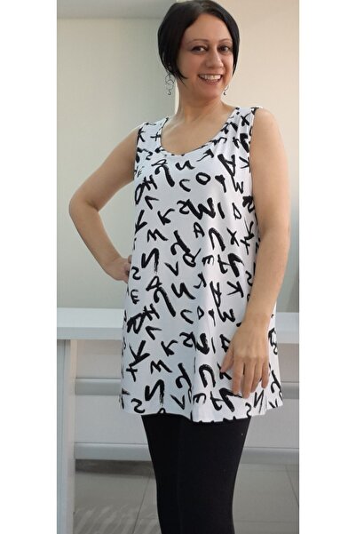 Mertcan Butik Alphabetical patterned thick strappy combed cotton T-shirt