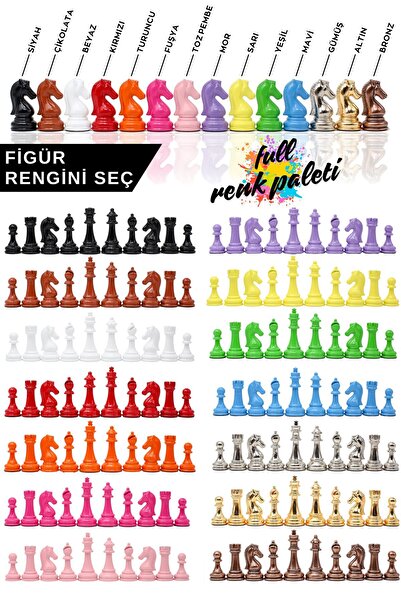 Cooper Chess Lüks Kişiye Özel İsimli Renkli Taşlı Dekoratif Hediyelik Ahşap Kutulu Metal Satranç Takımı