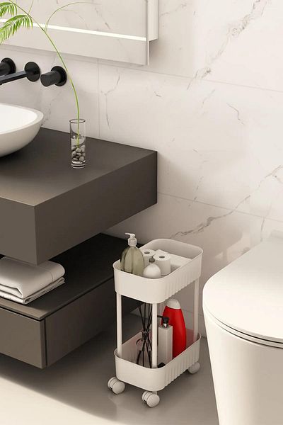 İLİVA Multi-Purpose 2-Tier Bathroom Cabinet, Under-Sink Organizer Under-Counter Under-Wheel Organizer -