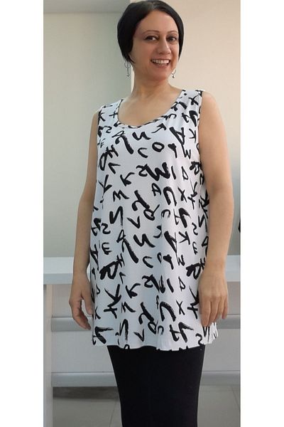 Mertcan Butik Alphabetical patterned thick strappy combed cotton T-shirt