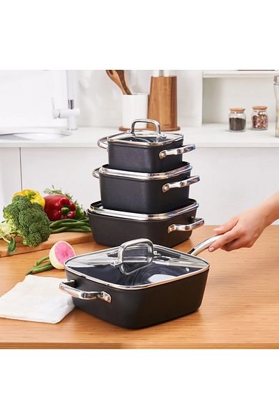 Karaca Biodiamond 8-Piece Cookware Set - Superior and Fireproof Non-Stick, Surface and Oven Use