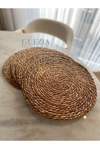 GUEZIA 6 Lı Hasır Supla | Örgü Amerikan Servis | 35 Cm Çap Supla | 6 Lı Supla