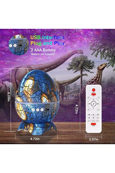 Jetcom Dinazor Yumurtası Şekilli Kumandalı Galaxy yıldızlı Gökyüzü Kablosuz Bluetooth Speaker Gece Lambası