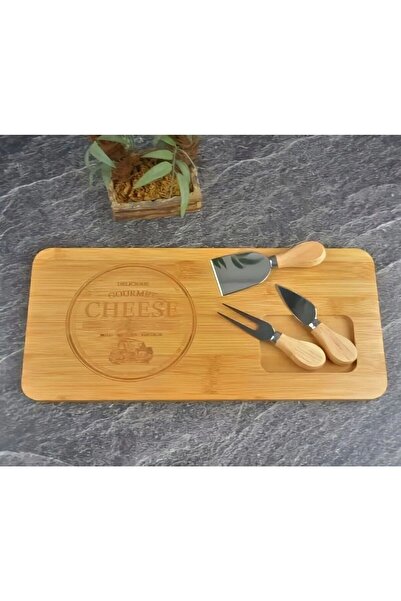 MİMOZA PARK طقم لوح تقديم الجبن من الخيزران مكون من 4 قطع - طبق تقديم الجبن