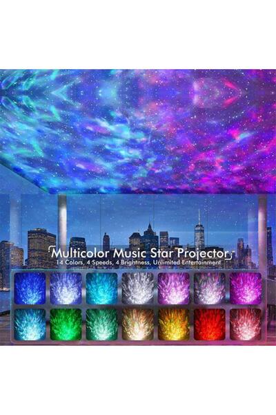 Canderel Dinazor Yumurtası Projektör Gece Masa Lambası Galaxy Gökyüzü Kumandalı Aydınlatma Bluetooth Speaker