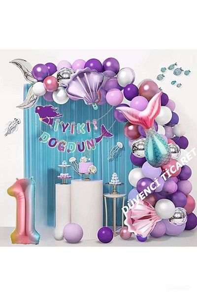 DÜVENCİ TİCARET Mermaid Luxury Birthday Set
