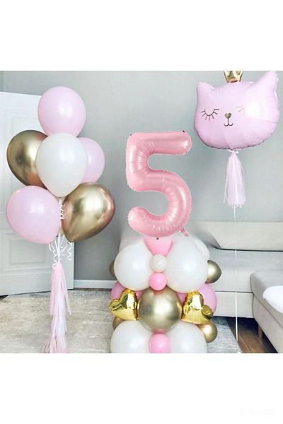 DÜVENCİ TİCARET Pink Cat Balloon Set