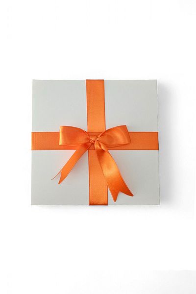 HEDİYEDİYE White Gift Box - Empty with Orange Ribbon